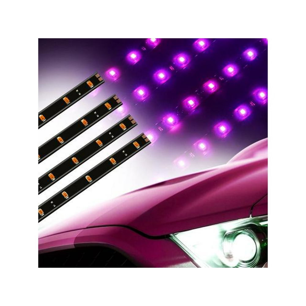 4pcs 30CM/15 LED Car Motors Truck Waterproof Flexible Strip Light for Vehicle Body Interior