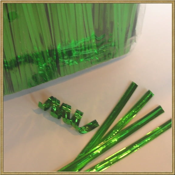 1000pcs 4" GREEN metallic twist ties foil twist ties
