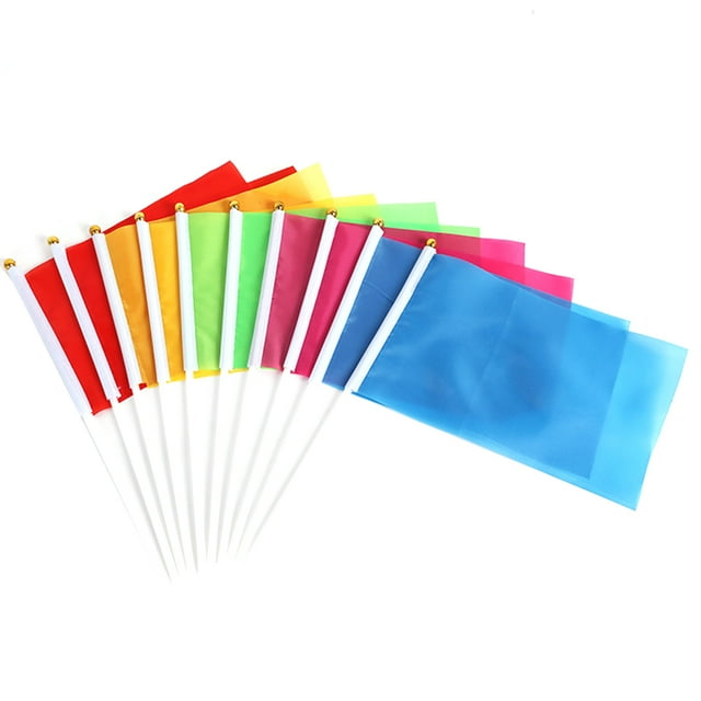 50 Pcs Drapeau Carré Couleur Unie Fournitures de Fête Mini Drapeau à Main Célébration (10 Pcs Rose, 10 Pcs Vert, 10 Pcs Rouge, 10 Pcs Jaune, 10 Pcs Bleu)