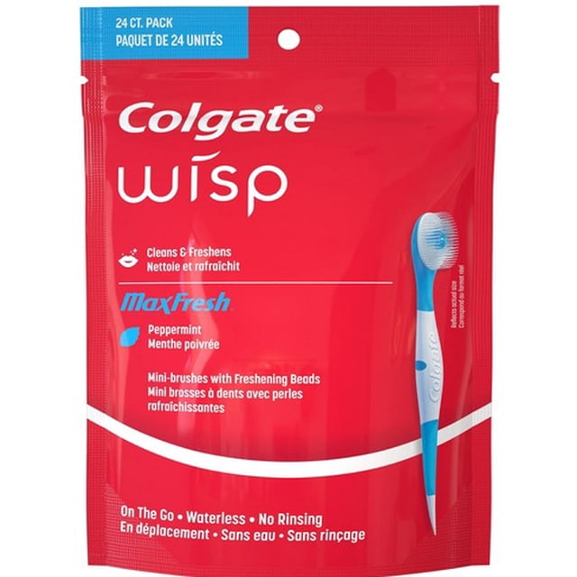 Colgate Max Fresh Wisp Disposable Mini Toothbrush, Peppermint - 24 Count