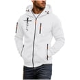 thumbnail image 2 of Men's Athletic Hoodies Solid Color Long Sleeve Zip Up Sweatshirt With Pockets Thick Casual Cross Letter Print Fleece Jacket for Daily Travel Outdoor, 2 of 6