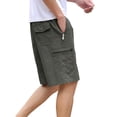 thumbnail image 4 of Men's Cotton Cargo Shorts, Elastic Drawstring Waist with Multi-Pockets, Casual Everyday Shorts for Men Athletic Casual Shorts Army Green 3XL, 4 of 8