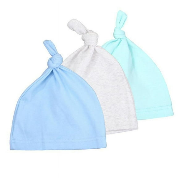 Esho 3Pcs Baby Boys Girls Cotton Knotted Cap Newborn Infants Beanie Hats 0-12M, 1-2T
