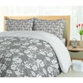 thumbnail image 5 of Ambesonne Floral Duvet Cover Sets, Leaves Swirls and Dots, 2-Queen, Grey White, 5 of 7