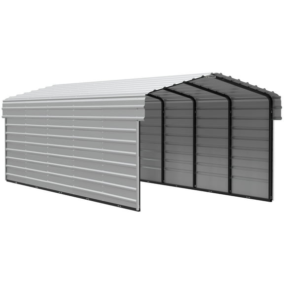 Arrow 10 x 24 x 7 ft Eggshell Steel Carport With 2 Side Wall Kit