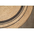 thumbnail image 4 of Kerala Mist Gray Stripe Jute Rug 4' Round, 4 of 4