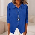 thumbnail image 2 of BXINGOHAI Button Down Shirts for Women Dress Shirts Cotton Long Sleeve Collared Blouse Work Business Casual Tops Blue L, 2 of 6