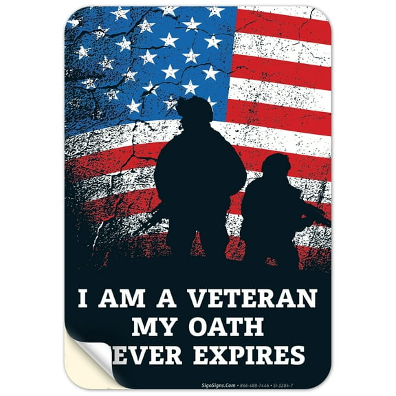 American Flag Veteran Oath Sign, Wall Decor Man Cave Bar Sign, 10x7 Vinyl Sticker