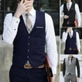 thumbnail image 3 of CENL Men's Formal Business Casual Dress Vest Suit Slim Fit Tuxedo Waistcoat Coat, 3 of 4