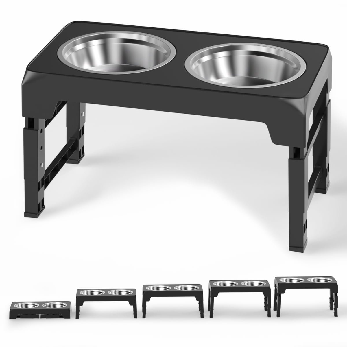CshidWorld Elevated Dog Bowls with 2 Thick 1.22L Stainless Steel Dog
