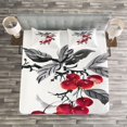 thumbnail image 3 of Ambesonne Rowan Quilted Bedspread Set 3 Pcs, Branch of Rowan Art, King Size, Grey Red Black, 3 of 3