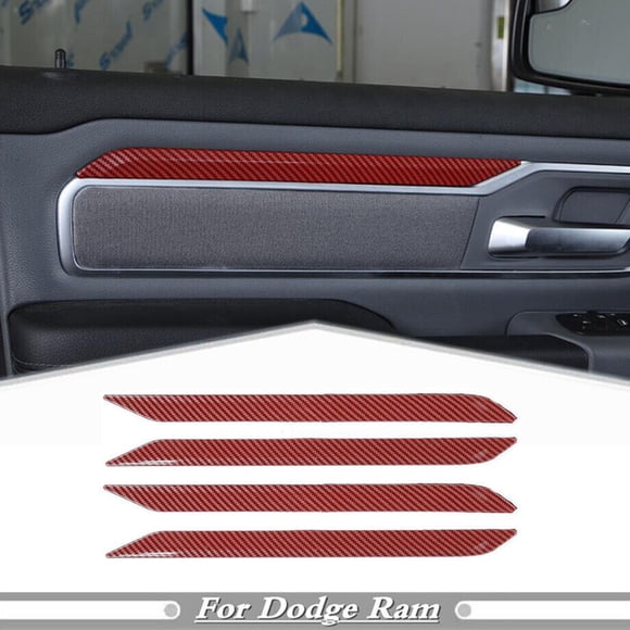 Car Interior Door Trim Strip for Dodge for Ram 1500 19-24 Accessories Red Carbon -