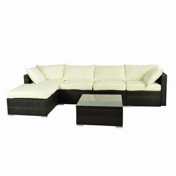 Online Gym Shop CB16132 Outdoor Rattan Garden Wicker Sofa Sectional Patio Furniture Set - 6 Piece