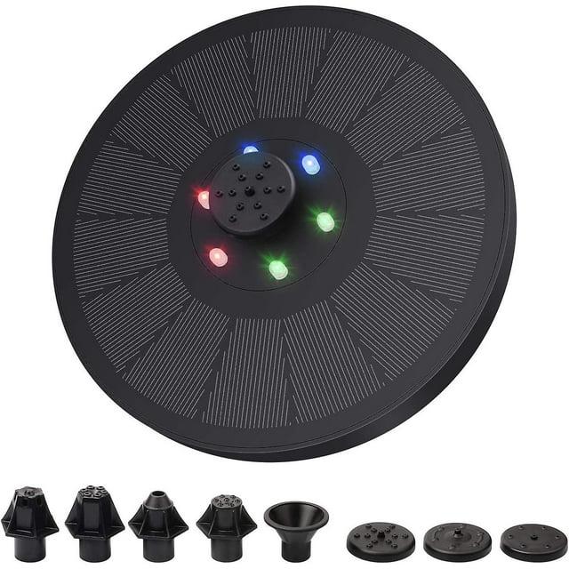 Solar Fountain Pump, Upgraded 3w Bird Bath Fountain With Led Lights,7 Water Style And Fixer,solar Powered Water Fountain Pump With Storage Battery For