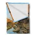 thumbnail image 2 of Canyon Soft Flannel Fleece Throw Blanket, Secret Small Ravine Between Pairs of Cliffs Erosion of River Carved Scene Print, Cozy Plush for Indoor and Outdoor Use, 70" x 90", Blue Orange, by Ambesonne, 2 of 5