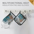 thumbnail image 3 of 2 PCS Oven Baking Gloves Set Heat Resistant Oven Mitt & Pot Holder Set Cooking Mitts Kitchen Home Supplies Town in Winter, 3 of 5