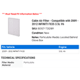 thumbnail image 2 of Cabin Air Filter - Compatible with 2009 - 2012 INFINITI FX35 3.5L V6 2010 2011, 2 of 2