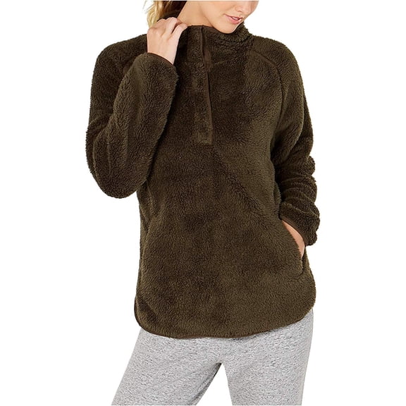 32 Degrees Womens Fleece Sweater,Green,2XL
