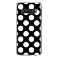 thumbnail image 1 of DistinctInk Clear Shockproof Hybrid Case for Samsung Galaxy S10 (6.1" Screen) - TPU Bumper, Acrylic Back, Tempered Glass Screen Protector - White & Black Polka Dots, 1 of 2