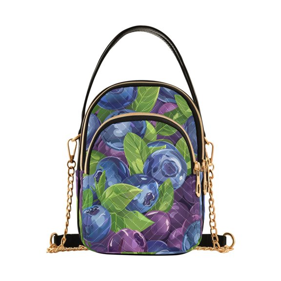 joogoo Women Blueberries Berries Chain Crossbody Bags Shoulder Handbag Phone Purse