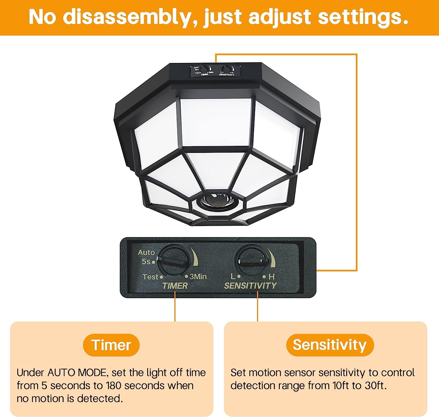 Tivleed Outdoor Flush Mount Motion Sensor Ceiling Light, Black Finish with Frosted Glass, Ideal Exterior Lighting Fixture for Front Porch, Garage, Covered Patio, Entryway, Farmhouse