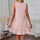 thumbnail image 5 of TaTaai Women's Lightweight Slip Mini Dress Solid Color Round Neck Sleeveless Casual Polyester Summer Dress Gift, 5 of 7