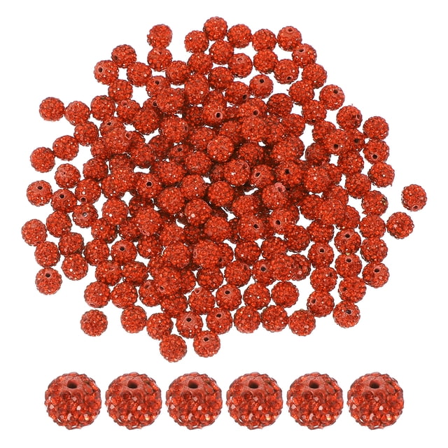 Perles en Strass pour Fabrication de Bijoux, Perles Rondes Brillantes Disco Orange 200 Pcs