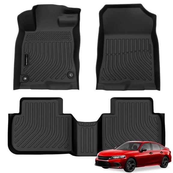 AUXKO All Weather Floor Mats for Honda Civic 2022-2025 2026 Sedan Hatchback Si(Include Sport|2nd Row with&w/o USB Port|Not for Hybrid) Acura Integra 2023-2025 Liners All Season Odorless Anti-Slip