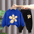 thumbnail image 2 of Gubotare Outfits for Toddler Girls Toddler Girl Suit Heart Graphic Print Set - Sweatshirt & Flared Pants - 2 Piece Girls Pant Outfits 3T 4T (Blue,3-4 Years), 2 of 5