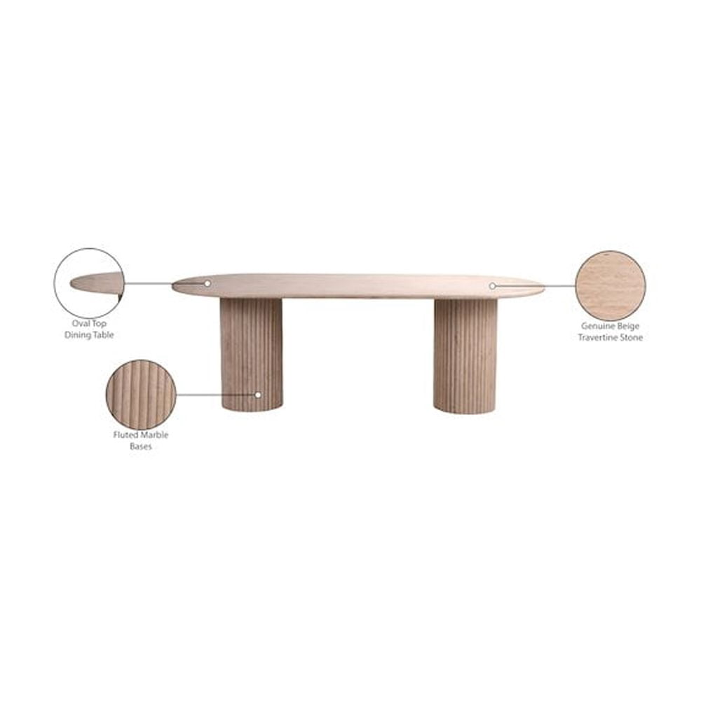 Meridian Furniture Messina Beige Travertine Dining Table