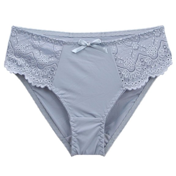 ZQUUVOU Lace Bikini Underwear for Women Low Rise Thin Cute Bow Briefs Breathable Comfortable Underwear Ladies Hipster Gray