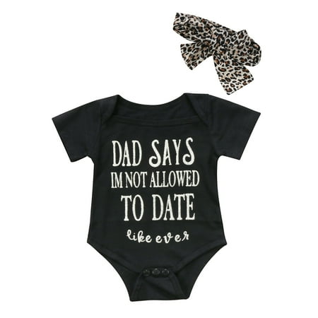 

Seyurigaoka Baby Girls Summer Romper with Hair Band Letter Printed Romper