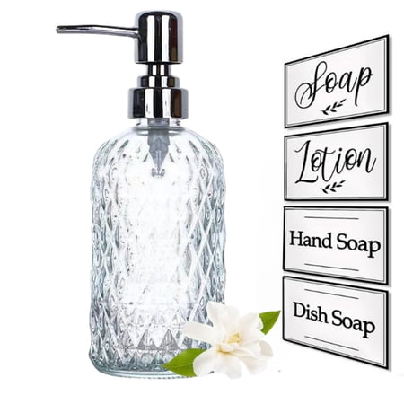 Bxaolu Soap Dispenser with Rust Proof Pump Refillable Glass Soap Dispenser for Bathroom Kitchen to Dispense Dish Soap Hand Soap Lotion. and More