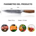 thumbnail image 4 of Cuchillos Para Chef，Cuchillo Chef Damasco,Profesional Afilado Acero Inoxidable Con Alto Contenido Cuchillo De Cocina ， Mango Ergon&oacute;Mico De Madera De Pakkawoodʌ, 4 of 8