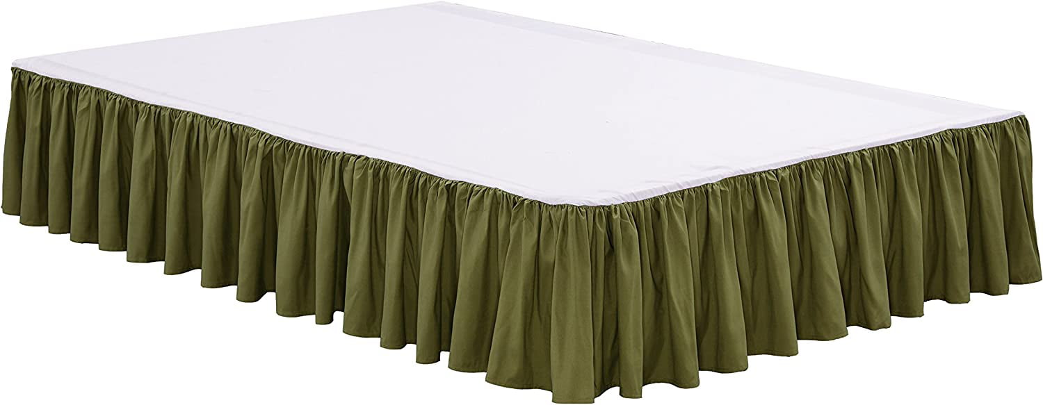 Chezmoi Collection Solid Beige Pleated Dust Ruffle Bed Skirt 15" Drop 