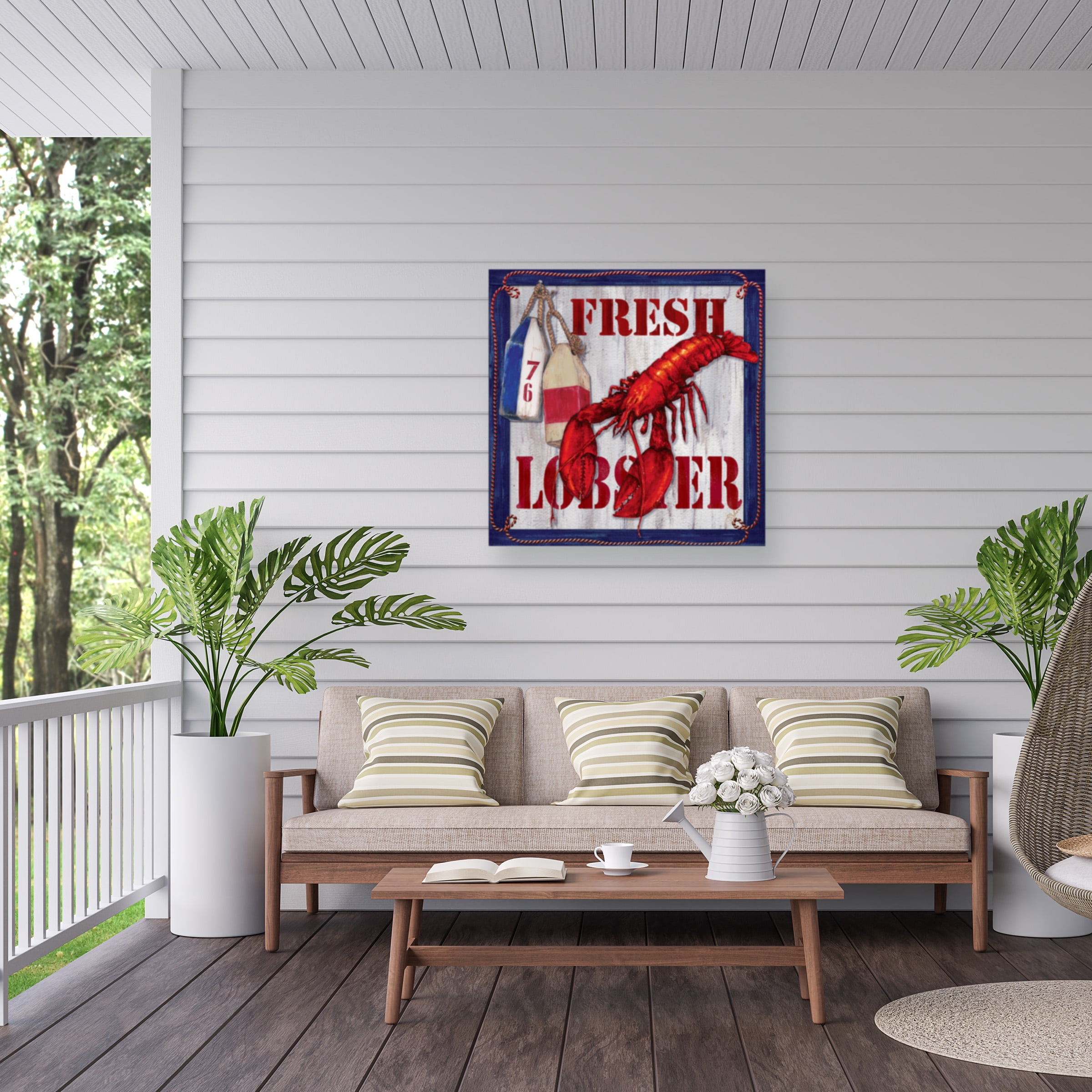 Sher Sester 'Fresh Lobster Sign 2' Outdoor Canvas 18x18
