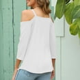 thumbnail image 2 of New Summer Plus Size Tops for Womens 2024 Fashion 3/4 Sleeve Solid Color V-Neck Pullover Strapless Tops Shirts Blouse Gifts for Womens, 2 of 7