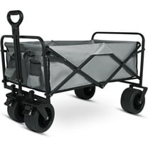 Yesker Foldable Wagon - 300lbs Collapsible Garden Carts with All Terrain Wheels for Outdoor Camping Sports Shopping Gardening - Heavy Duty Portable Utility Trolley (Gray)