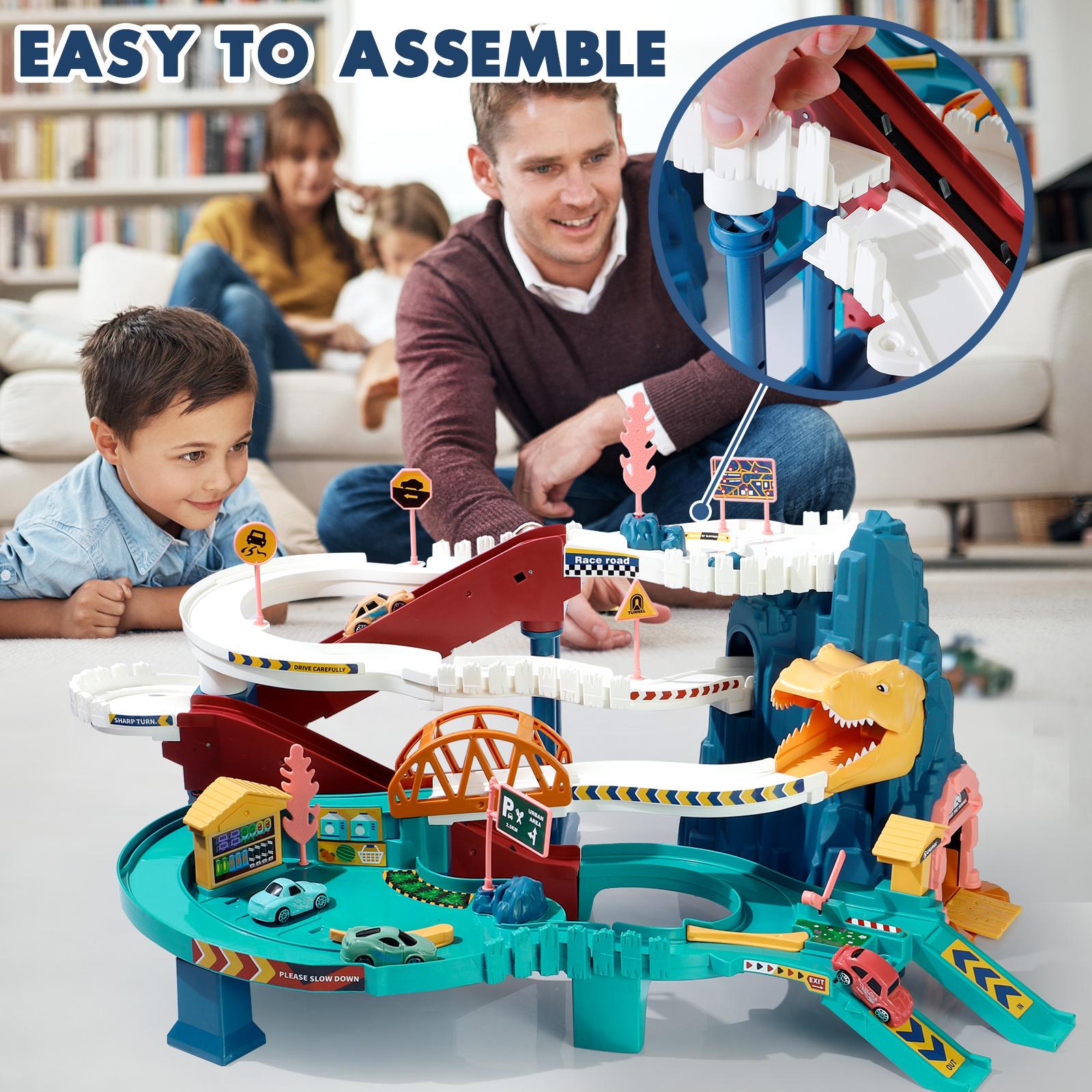 NETNEW Dinosaur Race Track Playset with 4 Mini Racers photo 7