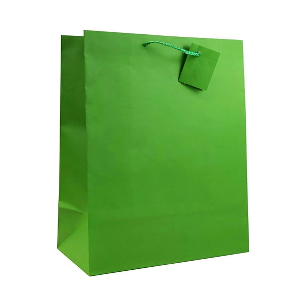 Paper Impression Sacs-Cadeaux Unis 12 Pcs, Laminé Mat, Couleur Verte