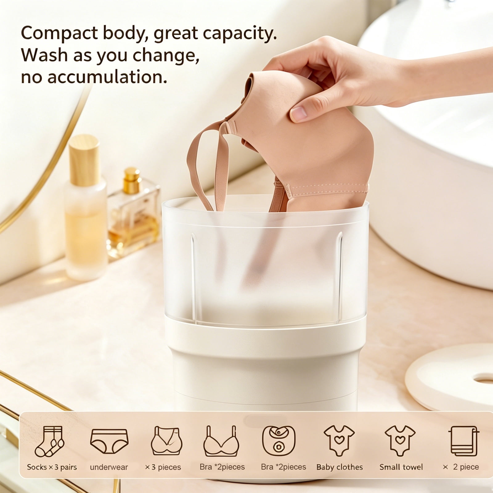 USB charging mini laundry cup, portable electric washer for intimate apparel cleaning