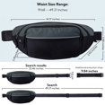 thumbnail image 3 of WATERFLY Unisex Hiking Walking Travel Nylon Fanny Pack Waist Bag,Black with Gray, 3 of 7