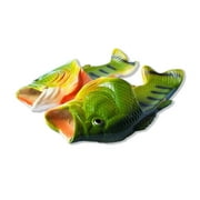 Coddies Fish Flip Flops | The Original Fish Slippers | Gag Gift, Christmas Sandals, Bass Slides, Pool, Stocking Stuffer (Green| 10-11.5 Men | EU 44-45)