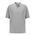 thumbnail image 5 of DLfVUB Men's Button Down 100% Cotton Shirts Lapel Solid Color T-Shirt Short Sleeve Button Down Relaxed Shirt Sports Workout Breathable Tees Gray M, 5 of 5
