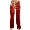 thumbnail image 5 of Women's Casual Fashion Christmas Printed Trousers Plush Casual Pants, Comfortable Home and Sleepwear Bottoms for Winter, Elastic Waist with Drawstring, Red, XL, 5 of 7