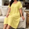 thumbnail image 5 of NominalSnug Womens Nightgown Scalloped Neck Short Sleeve Loose Midi Sleep Dress Loungewear, 5 of 6