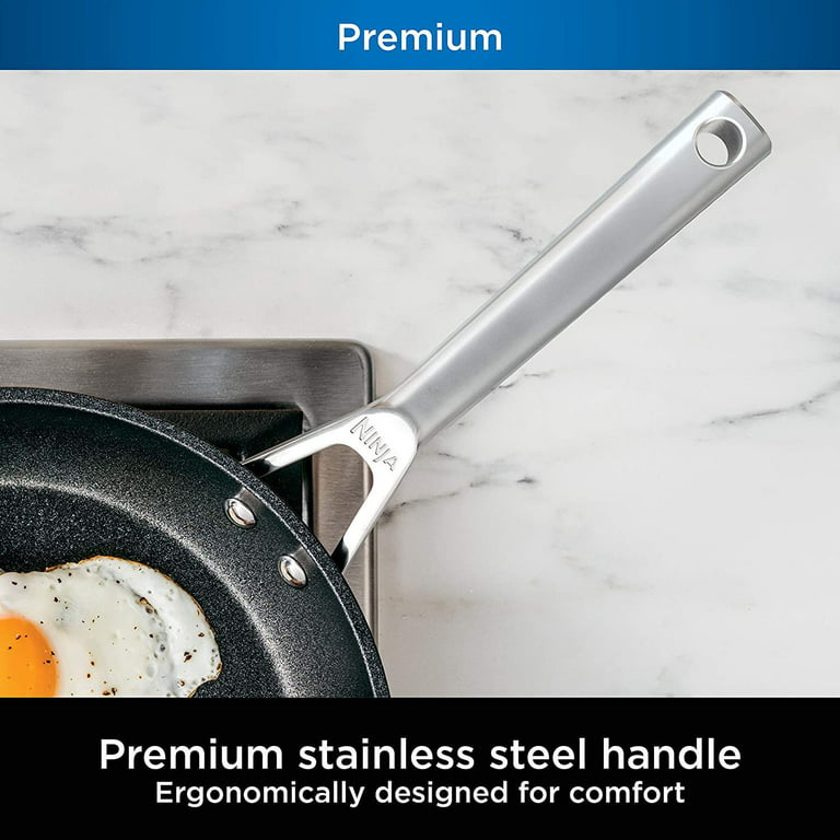 Ninja C60020 Foodi NeverStick Stainless 8-Inch Fry Pan, Polished  Stainless-Steel Exterior, Nonstick, Durable & Oven Safe to 500°F, Silver
