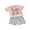 Pink, variant on Liacowi Toddler Baby Girl Shorts Set Round Neck Short Sleeve Letter Print Tops  Elastic Waist Shorts 2Pcs Infant Summer Casual Outfit Clothes