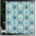 thumbnail image 4 of Ambesonne Anchor Shower Curtain, Ships Wheel Turquoise, 69"Wx75"L, Turquoise Navy, 4 of 5