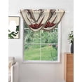 thumbnail image 2 of Waterfall Valances for Windows, Red Texas Star Rustic Kitchen Sheer Valance Curtains, Country Star Berries Wooden Rod Pocket Elegant Swag Valances for Living Room Bedroom, 47.2"x38.5", 3 Panel, 2 of 8